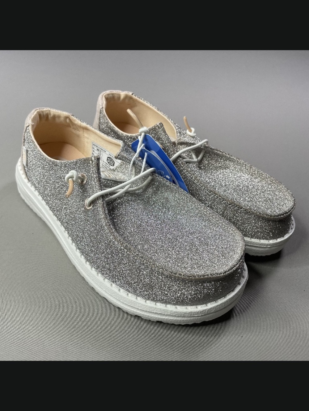 NEW Hey Dude Shoes Womens 6 rose pink gold sparkle Wendy slip on beach casual